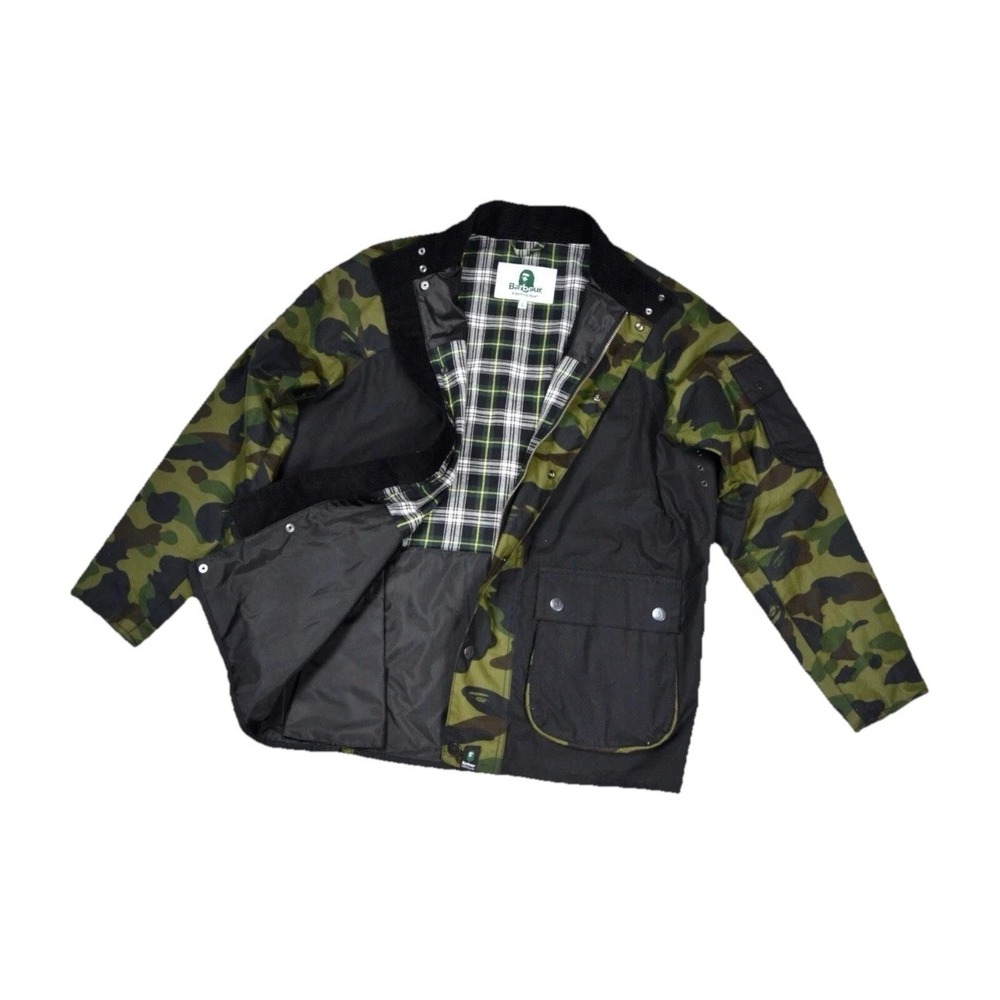 Men's Barbour Bape Rain Jacket Limited Wax‎ Camo England Size XL NWT!